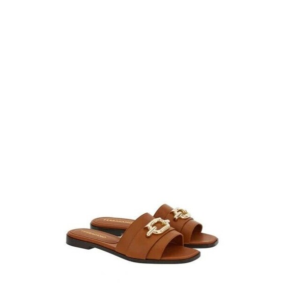 Salvatore Ferragamo Shoes - Salvatore Ferragamo Brown Sandals with Gold Buckle